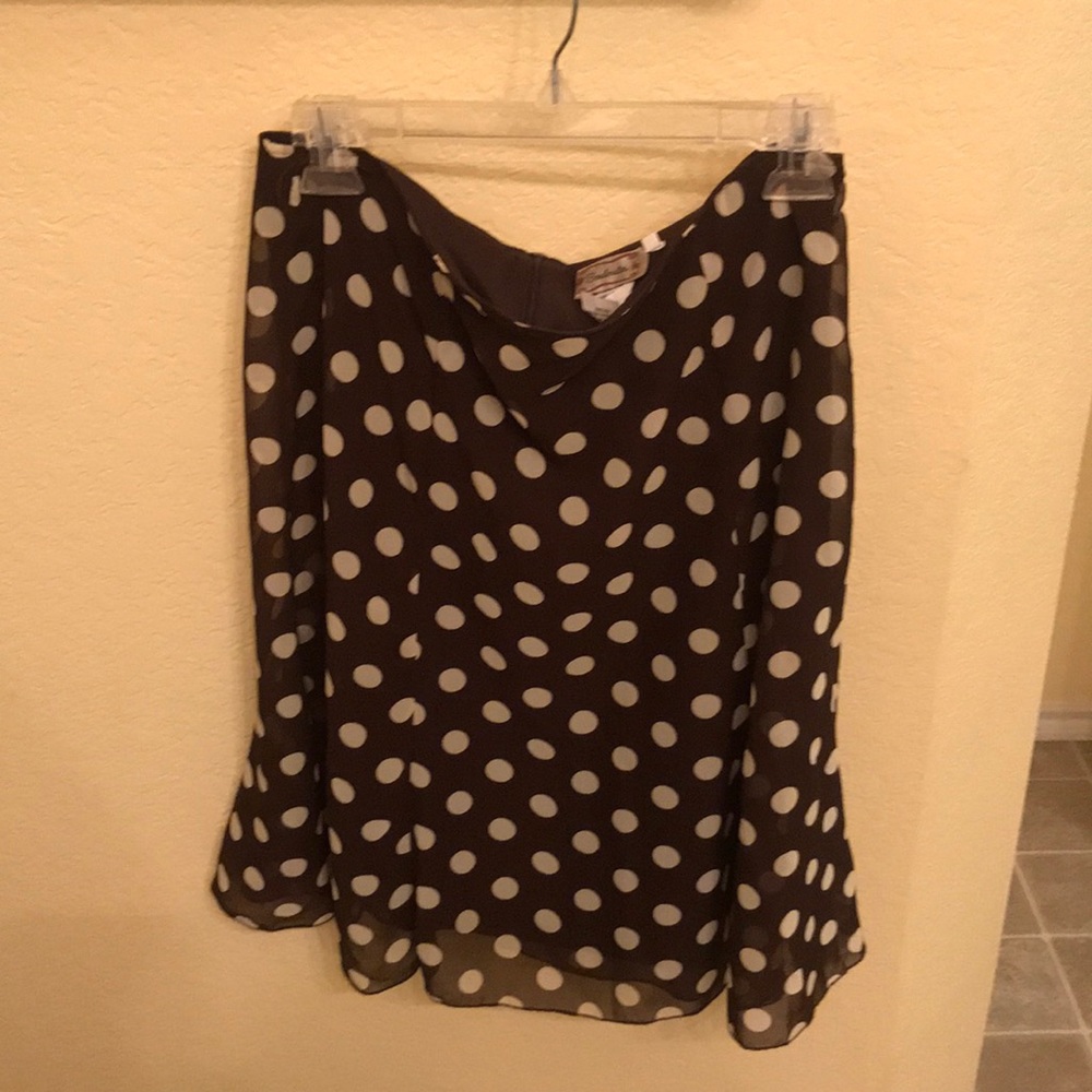 Brown skirt w/ yellow/cream polka dots size 9